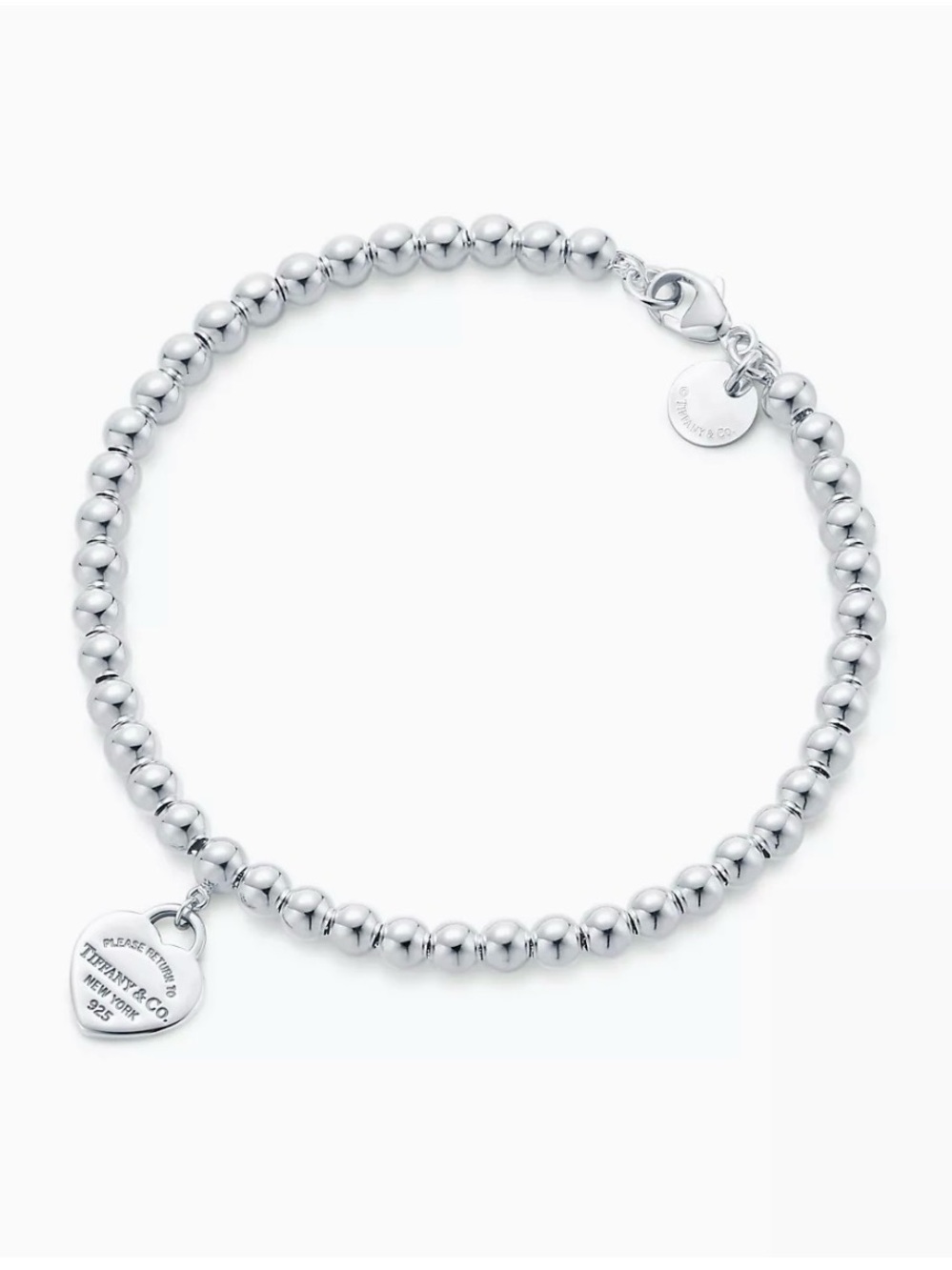 Brand New Tiffany Blue Heart Tag Bead Bracelet - Picture 2 of 6